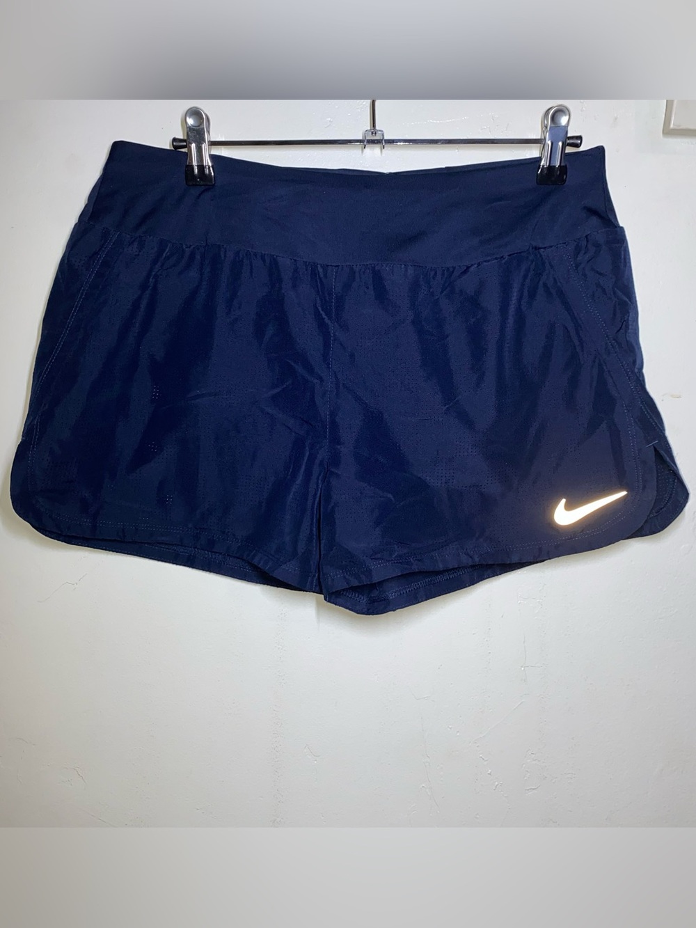 Nike Women's Navy Athletic Shorts with Reflective Swoosh Size M
